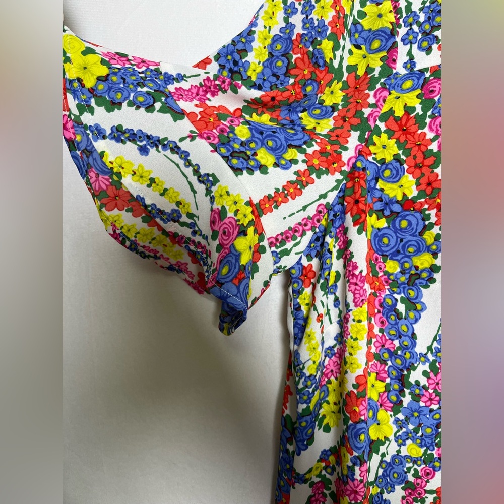 Talbots NEW Flutter Sleeve Boho Cottage Coastal Floral Shirt Woman size 1X - Picture 3 of 6